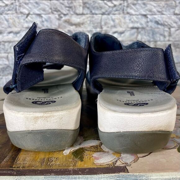 Clarks Cloud Steppers Soft Cushioned Strappy Sandals Women's Size 7 Blue Gray - Picture 4 of 8